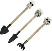 TINEASUR 3pcs Skull Design Garden Trowel Ergonomic Hand Tools for Digging Gardening Supplies for Greenery Succulents Unique Creative Gardening
