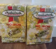 Vintage Meadowbrook Yellow Floral Lace Retro King Pillowcases 2 each package New