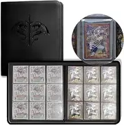 Toploader Binder,9 Pocket Pages Sleeves Hold up 288 Cards.Toploader Card Binder with Sleeves for “3×4” rigid，Card Holder (BLACK)