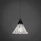 Toltec Cord Mini Pendant, Matte Black, 7" Italian Ice Glass - 22-MB-7195