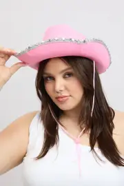 Pink Sequin Detail Festival Cowboy Hat