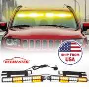 2X Amber/White 32 LED Strobe Light Bar Emergency Flashing Warning Hazard Lights