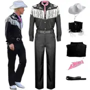Movie Ken Ryan Gosling Cosplay Costume Adult Men Cowboy Shirt Pants Hat Belt Scarf Suit Performance Halloween Uniform XXL