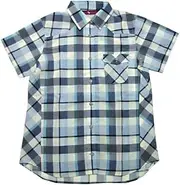 ムッシュ(musshu) 50535-W-L 50535-W-L Women's Ultra Lightweight Compact Short Sleeve Plaid Shirt, Size: Women's L, Color: N Blue