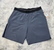 NWT ASICS MEN'S 9" TRAINING SHORT SZ XL SPACEDYE GRAY/BLACK LOGO