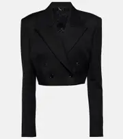 [Magda Butrym] Magda Butrym Double-breasted cropped wool blazer AU 6 black