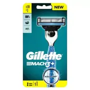 Gillette Mach 3+ razor complete set with 1 handle and 2 blades