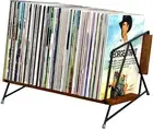 AITEE Vinyl Record Holder Storage, Vintage Vinyl Album Holder Wooden for 70 Lps,