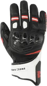 Richa Stradale Stealth perforated Motorcycle Gloves, black-white-red, Size 2XL for Men Black White Red