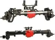 Upgrade Front Rear Axles Set for SCX10 & SCX10 II 90046 90047 1/10 RC Crawler Car Axial Upgrades Parts CNC Metal Fr&on&t and Rear Portal Axle Bridge Shaft Complete Set(Black)