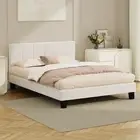Oikiture Bed Frame Queen Double King Single Beds Base White Boucle TOFU