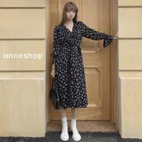 在飛比找蝦皮商城優惠-ANNE｜碎花洋裝 雪紡洋裝 收腰洋裝【A0098】收腰喇叭