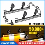 Amber/White LED Traffic Advisor Emergency Strobe Warning Hazard Windshield Light