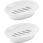 2-Pack Soap Dish with Drain Plastic Sponge Holder Easy Cleaning Soap Saver Tr...