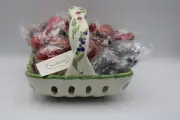 Valerie Parr Hill Reticulated Ceramic Fruit Basket w/ Fruit -New w/out Box -Vtg