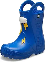 [Crocs] Kids' Handle It Lightning Bolt Rain Boots, blue bolt, 15.0 cm