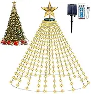 Solar Christmas Tree Lights, 8 Lighting Modes Christmas Tree Fairy Lights,410LED,16 Lines Christmas String Lights with Remote for Xmas Tree Decoration