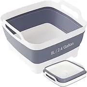 Detsuk Collapsible Dish Tub 9L-Collapsible Basin Bucket Portable Sink-Outdoor Multiuse Foldable Sink Tub Wash Dish Basin for Kitchen Sink RV Camping