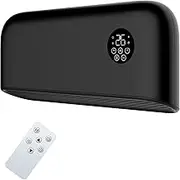 Over Door Heater 2000W Wall Mounted Indoor Overdoor Hot Air Downflow Curtain - Fan - With Remote Control, PTC, Thermostat, Timer, Office, Bathroom, Commercial, Garage, (2KW, Black)