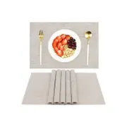 6Pcs Placemat Washable Heat And Stain Resistant Indoor Outdoor Kitchen Durable Place Mats-Beige