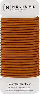 [Cyndibands] Elastic Hair Ties - Copper Orange - 24 Count, 4mm x 4.5cm Diameter Ponytail Holders