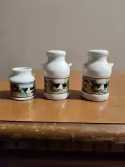 Vintage Ceramic Farmhouse Milk Jug Salt And Pepper Shakers With A Toothpick...