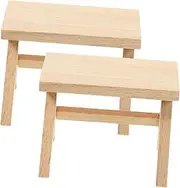 2Pcs Miniature Wooden Stool Model for Dollhouse Doll House Accessories Miniature Furniture for Dollhouse Kit and Home Decoration