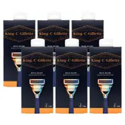 6x King. C. Gillette Mens Neck Razor For Neck And Cheeks with Blade Refill