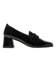 [Jane Debster] Sullivan Heeled Loafers in Black Crinkle Patent