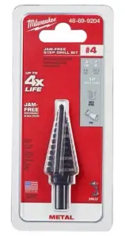 Milwaukee 3/16 in. - 7/8 in. #4 Jam-Free Step Drill Bit w/ 12-Steps, 48-89-9204