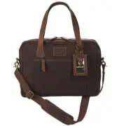 ARIAT Heavy Duty Quality Canvas Leather Brown Briefcase Bag