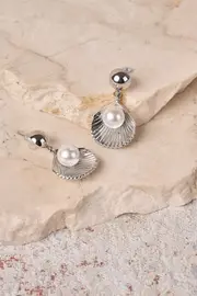 Venus Shell Earrings - Silver