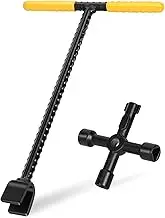 30cm Water Meter Key - Professional Garden and Plumbing Tool for Opening and Closing Valves with Ease - with Reinforced Steel T-Handle and 4-Way Spigot Selector for Versatile Applications