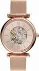 Fossil - Women's Carlie Stainless Steel Mesh Three-Hand Watch, Rose Gold