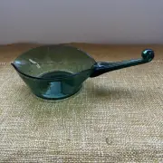 Hand Blown Green Glass Pouring Pan Sauce Pan