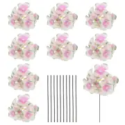 10 Sets Artificial Hydrangea Flower Heads with Stems for Bouquet,Soft Pink