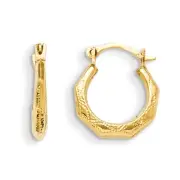 14K Yellow Gold 12mm Textured Hinged Hoop Earrings Madi K Children's Jewelry