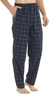 [AXKLBU] Men's Pajama Pants Flannel Cotton Soft Pajamas for Men Plaid Pj Bottoms Lounge Sleepwear with Button Fly