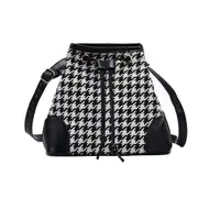 Fashion Drawstring Bucket Messenger Bag Women Zebra Plaid Pattern Lady PU Splicing Shoulder Crossbody Pouch