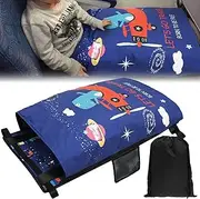 Toddler Airplane Travel Bed with Quilt Airplane Seat Extender Travel Bed Footrest Seat Extender for Kids Portable Footrest Hammock Kids Foot Leg Rest Hammock Cot Baby Travel Essentials (Style 1)