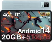 DOOGEE T40 Android 14 Tablet, 20GB+512GB/2TB Expand, 11" 2.5K Display, Helio G99 Octa-Core Gaming Tablet, 8580mAh Battery, Dual SIM 4G, Face ID/NFC/OTG, Blue