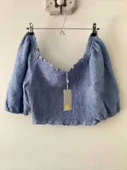 BNWT Gorgeous Ladies Boden Blue 100% Linen Gypsy Style Top, UK Size 18, Tagged