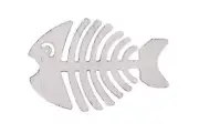 Rustic Whitewashed Cast Iron Fish Bone Trivet 11"
