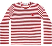 [COMME des GARCONS PLAY] 帶有紅色徽章的條紋男士