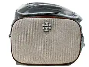 TORY BURCH McGraw ColorBlock Canvas Camera Bag Crossbody Natural/Sienna New