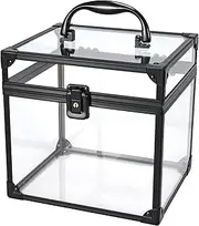 [Tayqwiheva] Cosmetic Case, Transparent Make-Up Case, Portable Beauty Case, Display Case, Acrylic Lockable Jewellery Box, Makeup Organiser for Bathroom, Chest of Drawers, Transparent, 20 x 17 x 19 cm, Cosmetic