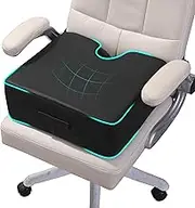 MABOZOO Extra Thick Seat Cushion, PU Leather Office Chair Cushion for Office Chair Car Seat, Memory Foam Booster Seat Sciatica & Back Pain Relief for Long Sitting (18"*16"*6")