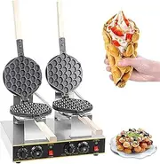 Bubble Waffle Maker, 1400W Electric Egg Cake Machine with 50-250℃ Temperature Adjustable, 180° Rotating Commercial Waffle Maker for Restaurant Dessert Shop Pair