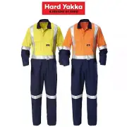 Hard Yakka Hi-Vis Taped Cotton Safety Coverall Overalls Work Day or Night Y00262