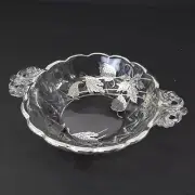 Vintage Silver City Candy Dish Flanders Flower Silver Inlay Handles 6"